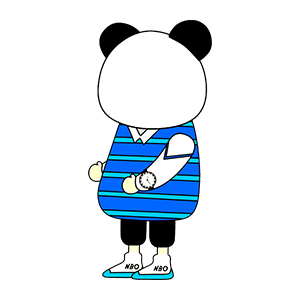 熊猫人 蓝色格子衫