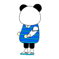 熊猫人 蓝色格子衫